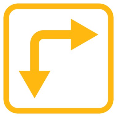 Vektör simgesi bir çerçeve içinde aşağı doğru çatallanma ok