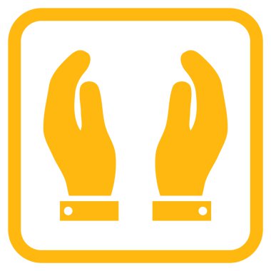 Bakım el vektör simgesi bir çerçeve içinde