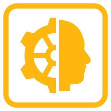 Cyborg dişli vektör simgesi bir çerçeve içinde