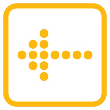 Noktalı ok sol vektör simgesi bir çerçeve içinde