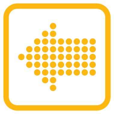 Noktalı ok sol vektör simgesi bir çerçeve içinde