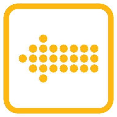 Noktalı ok sol vektör simgesi bir çerçeve içinde