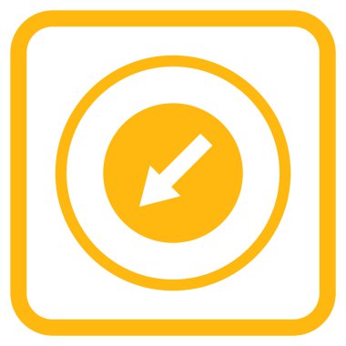 Aşağı sol yuvarlak ok vektör simgesi bir çerçeve içinde