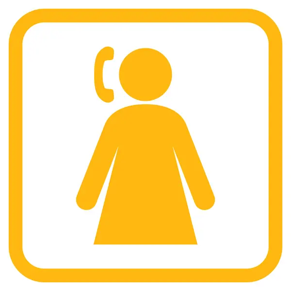 Llamando a la mujer Vector icono en un marco — Archivo Imágenes Vectoriales