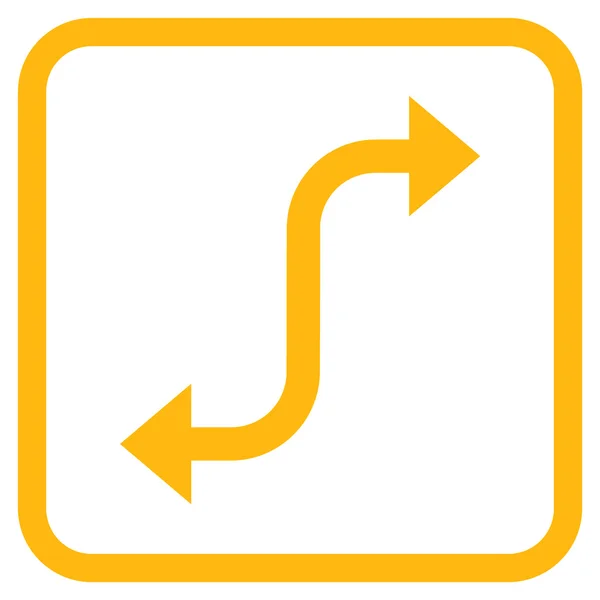 Ícone de vetor de seta de curvatura oposto em um quadro — Vetor de Stock