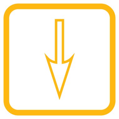 Vektör simgesi bir çerçeve içinde aşağı ok keskin