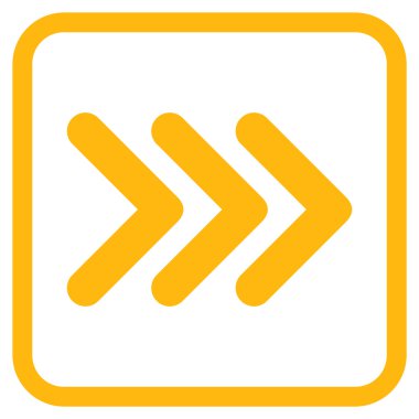 Ok ucu doğru vektör simgesi bir çerçeve içinde üçlü