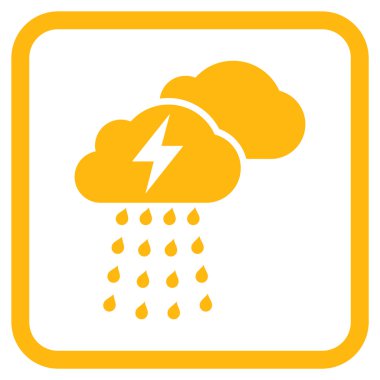 Fırtına bulutları vektör simgesi bir çerçeve içinde