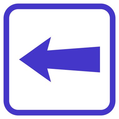 Ok sol vektör simgesi bir çerçeve içinde