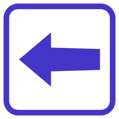 Ok sol vektör simgesi bir çerçeve içinde