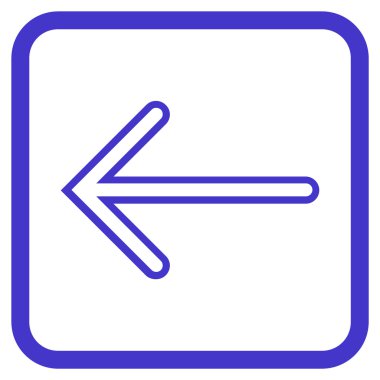 Ok sol vektör simgesi bir çerçeve içinde