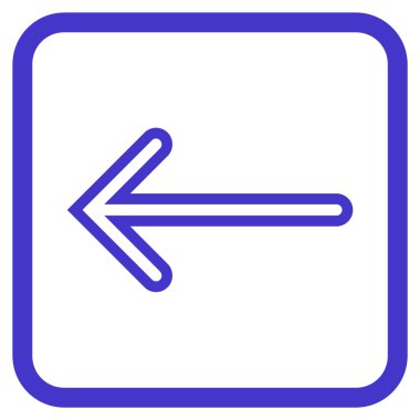 Ok sol vektör simgesi bir çerçeve içinde