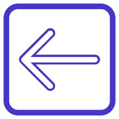 Ok sol vektör simgesi bir çerçeve içinde