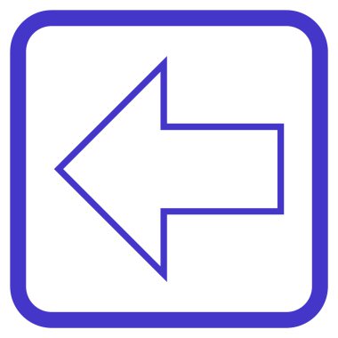 Ok sol vektör simgesi bir çerçeve içinde