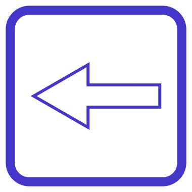 Ok sol vektör simgesi bir çerçeve içinde