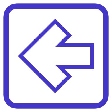 Ok sol vektör simgesi bir çerçeve içinde