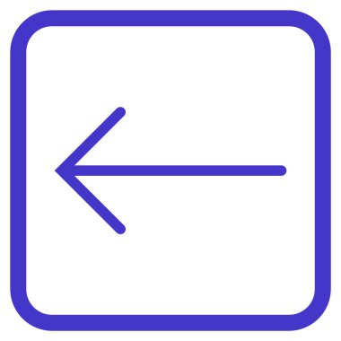 Ok sol vektör simgesi bir çerçeve içinde