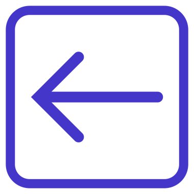 Ok sol vektör simgesi bir çerçeve içinde