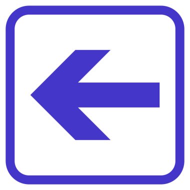 Ok sol vektör simgesi bir çerçeve içinde