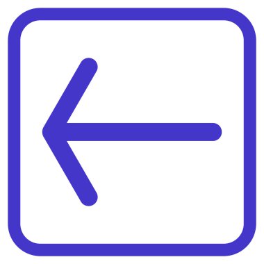 Ok sol vektör simgesi bir çerçeve içinde