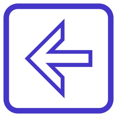 Ok sol vektör simgesi bir çerçeve içinde