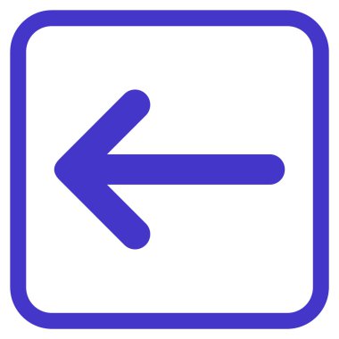 Ok sol vektör simgesi bir çerçeve içinde