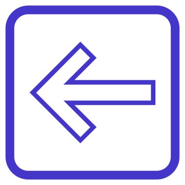 Ok sol vektör simgesi bir çerçeve içinde