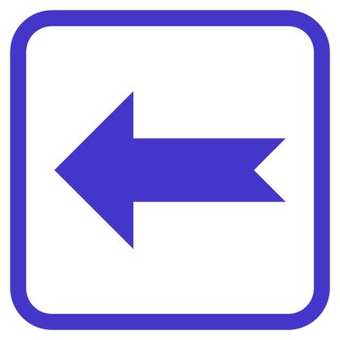 Ok sol vektör simgesi bir çerçeve içinde