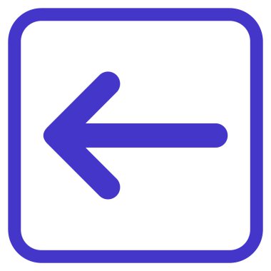 Ok sol vektör simgesi bir çerçeve içinde