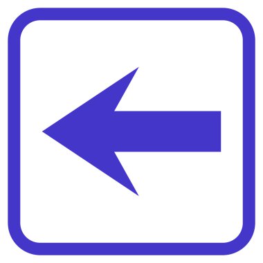 Ok sol vektör simgesi bir çerçeve içinde