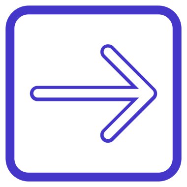 Ok sağ vektör simgesi bir çerçeve içinde