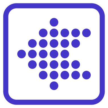 Noktalı ok sol vektör simgesi bir çerçeve içinde