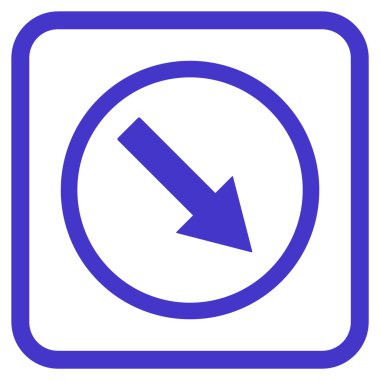 Aşağı doğru yuvarlak ok vektör simgesi bir çerçeve içinde