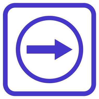 Sağ ok vektör simgesi bir çerçeve içinde yuvarlak