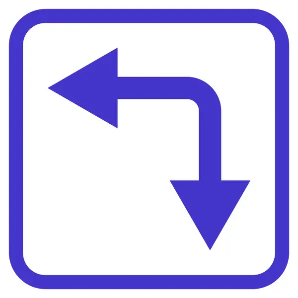 Bifurkation pil vänster ner vektor ikonen i en ram — Stock vektor