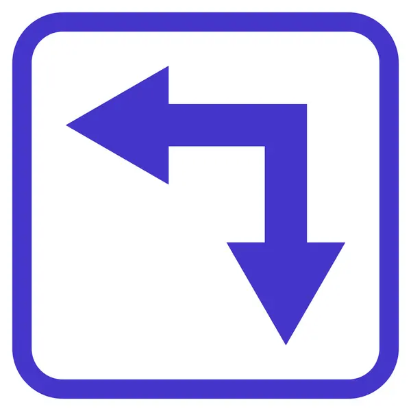 Bifurcatie pijl links ingedrukt Vector Icon In een Frame — Stockvector