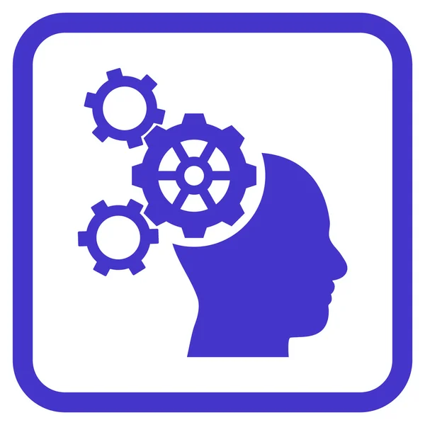 Brain Mechanics Vector Icon In a Frame — Stock Vector