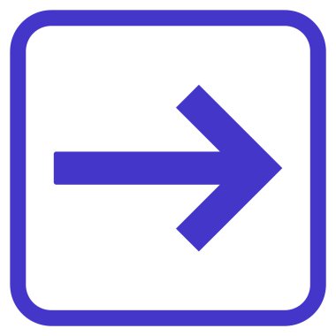 Sağ ok vektör simgesi bir çerçeve içinde