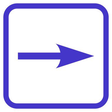 Keskin ok doğru vektör simgesi bir çerçeve içinde