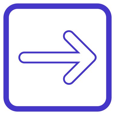 Yuvarlak ok doğru vektör simgesi bir çerçeve içinde