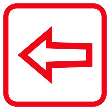 Ok sol vektör simgesi bir çerçeve içinde