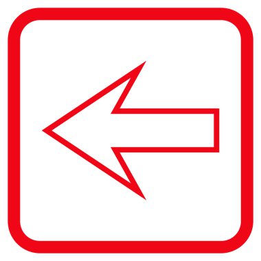 Ok sol vektör simgesi bir çerçeve içinde