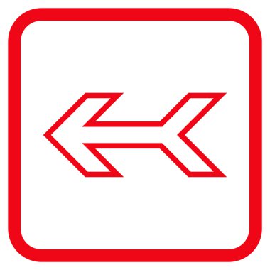 Ok sol vektör simgesi bir çerçeve içinde