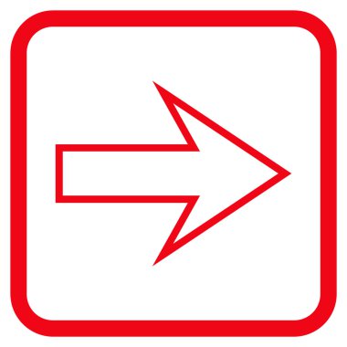 Ok sağ vektör simgesi bir çerçeve içinde