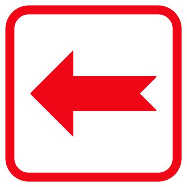 Ok sol vektör simgesi bir çerçeve içinde