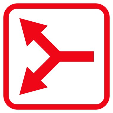 Bifurkasyon ok sol vektör simgesi bir çerçeve içinde