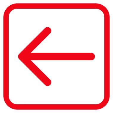 Ok sol vektör simgesi bir çerçeve içinde