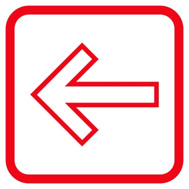 Ok sol vektör simgesi bir çerçeve içinde