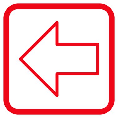 Ok sol vektör simgesi bir çerçeve içinde