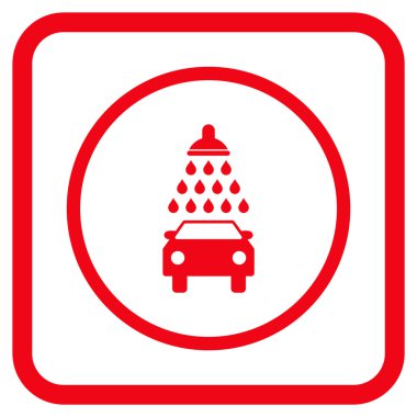 Araba duş vektör simgesi bir çerçeve içinde